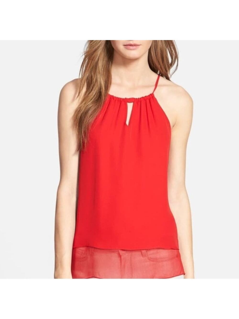 ✨ Sam Edelman Layered Keyhole Halter Tank | Vibrant Red Sz M ✨